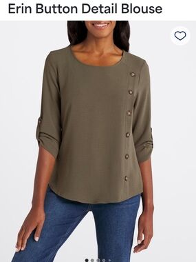 Erin Button Detail Blouse - Olive